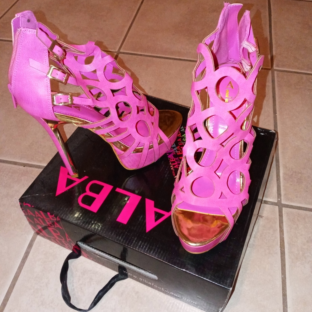 Pink cut out stilettos